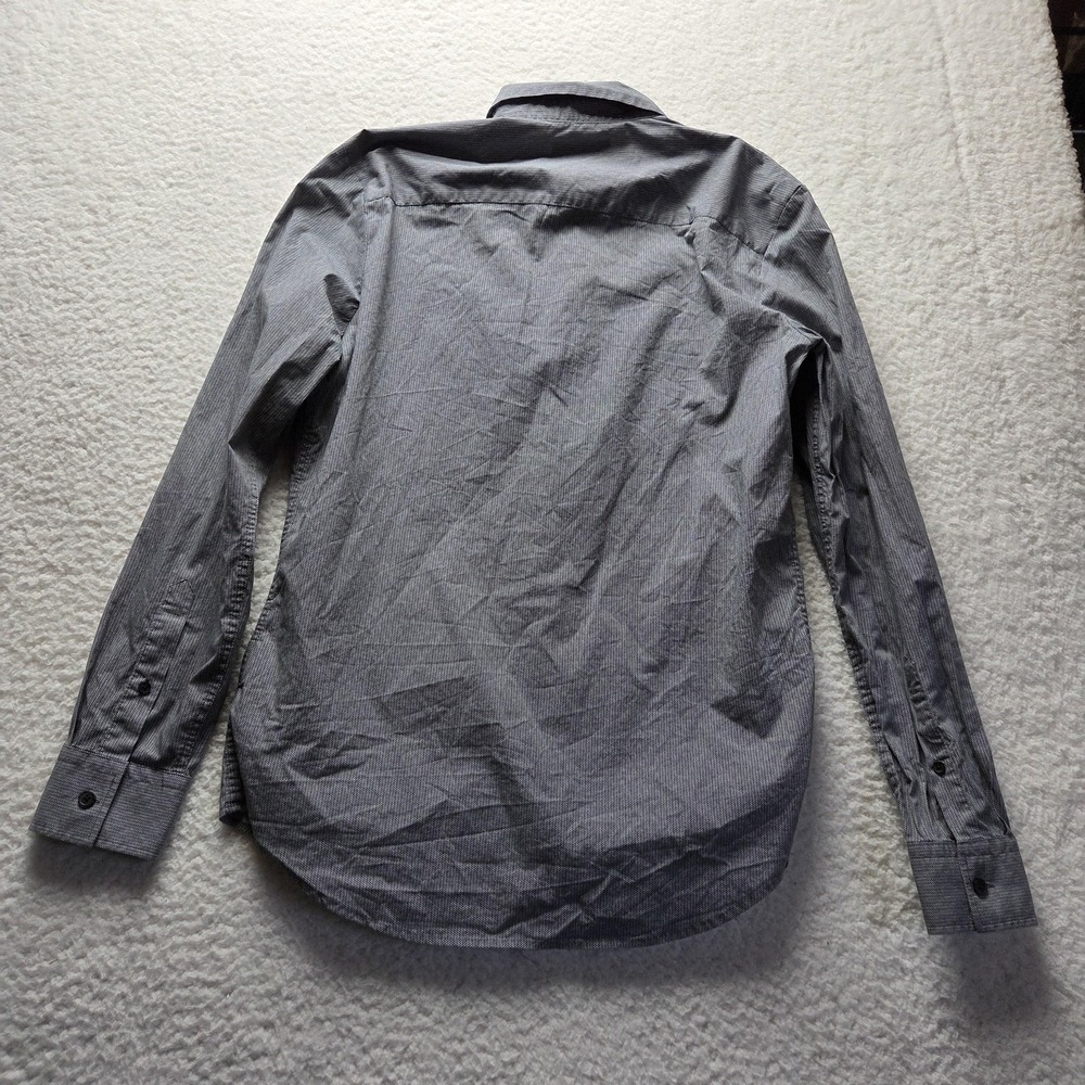 Calvin Klein Dress Shirt Mens M Gray Herringbone Slim Fit Long Sleeve Woven - Picture 3 of 9
